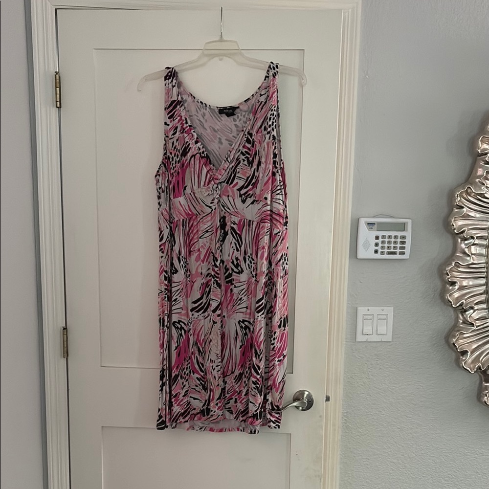 Style & Co. Pink and Black Sleeveless V-Neck Sundress